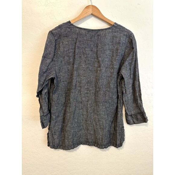 JM Collection Womans Linen Embroidered Top Size 14 Boho Artsy Lagenlook Western - Picture 8 of 10